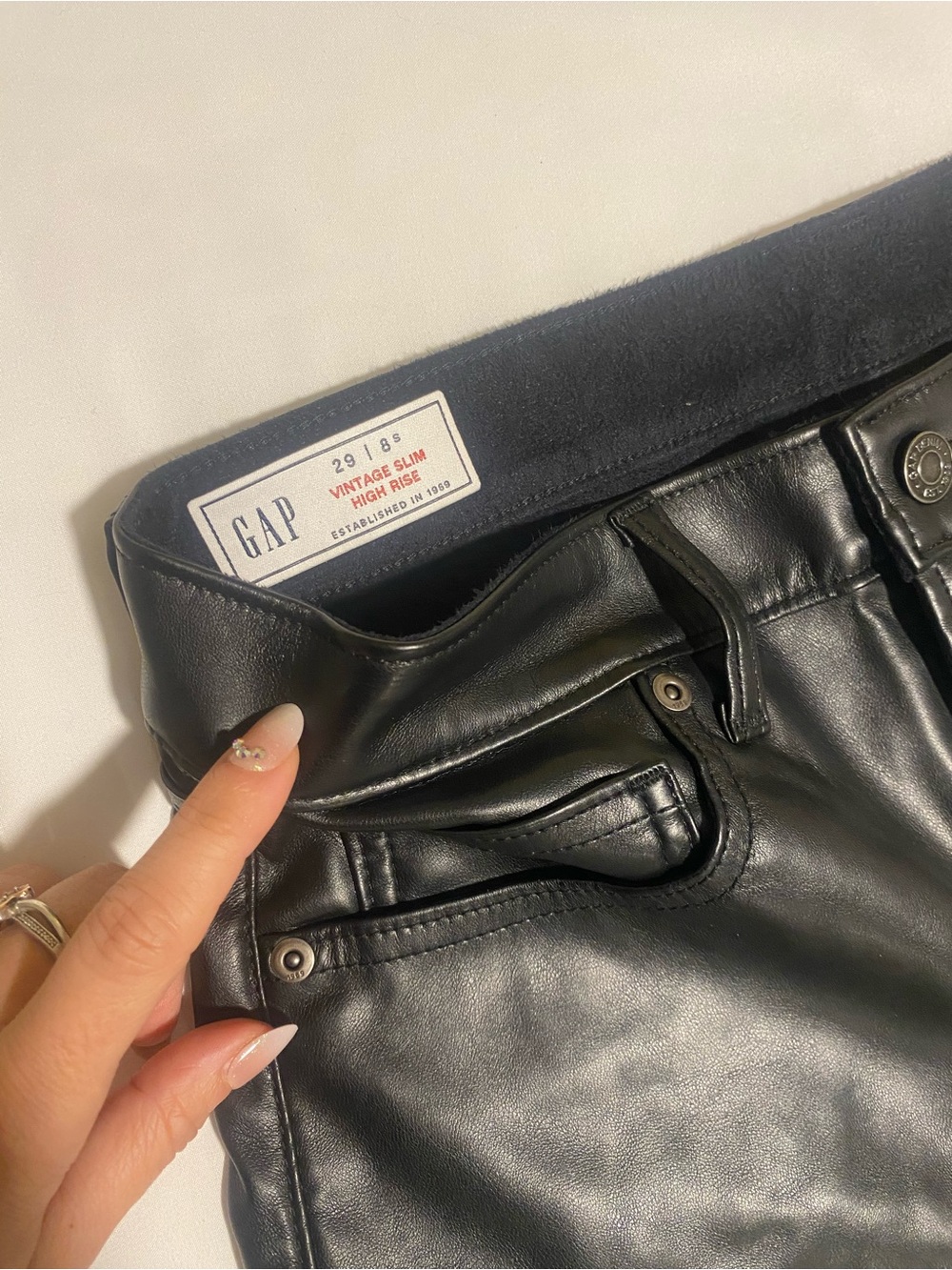 GAP Black Faux Leather High-Rise Slim Pants
